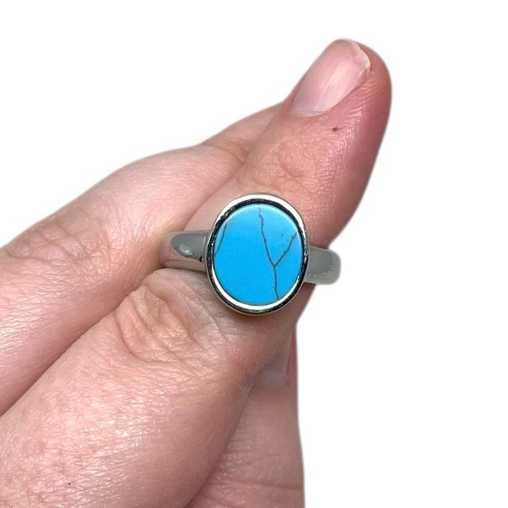 Vitaly “Reika” Turquoise Silver Stainless Steel Size 9 Ring Streetwear